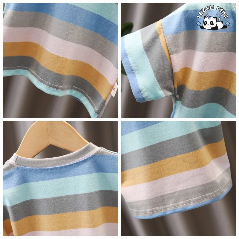 LEZONKIDS - Direct Sales Short Sleeved T-shirt Boy's Crew Neck Shirt Children's Clothing Two-piece Boy Suit